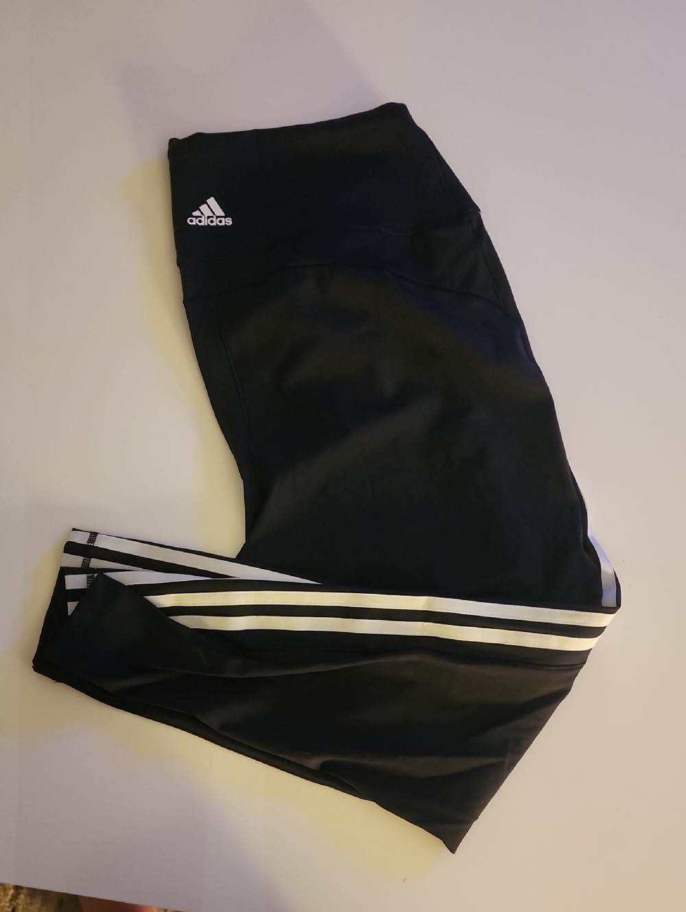 adidas Black Leggings with White Side Stripes